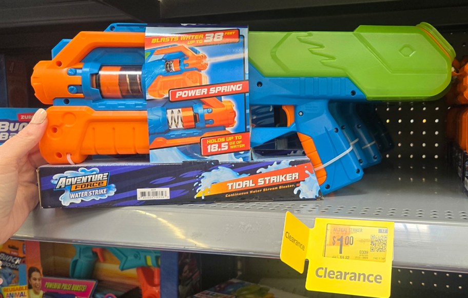 water blaster toy on shelf 