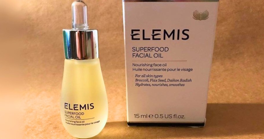 a bottle of ELEMIS Superfood Facial Oil and the box it comes in