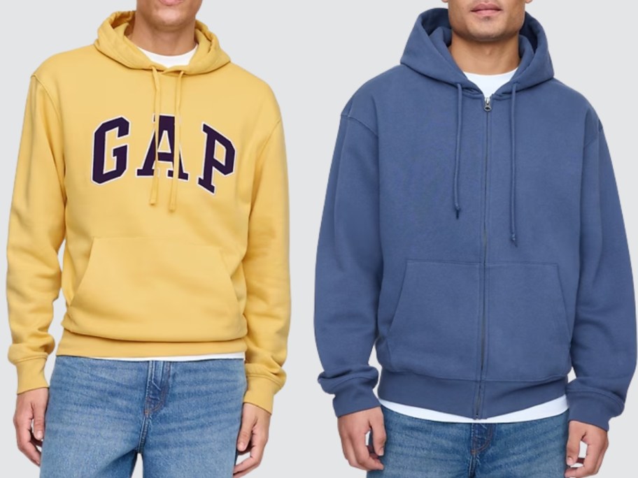 2 men wearing Gap hoodies