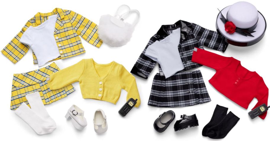 American Girl Clueless outfits in yellow plaid and black plaid 