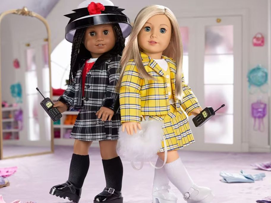 Two American Girl dolls in Clueless outfits