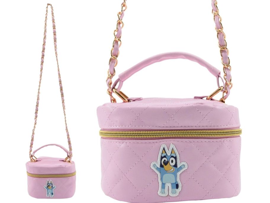 a pink Bluey purse