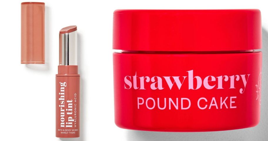 Bath & Body Works lip tint and strawberry pound cake lip scrub