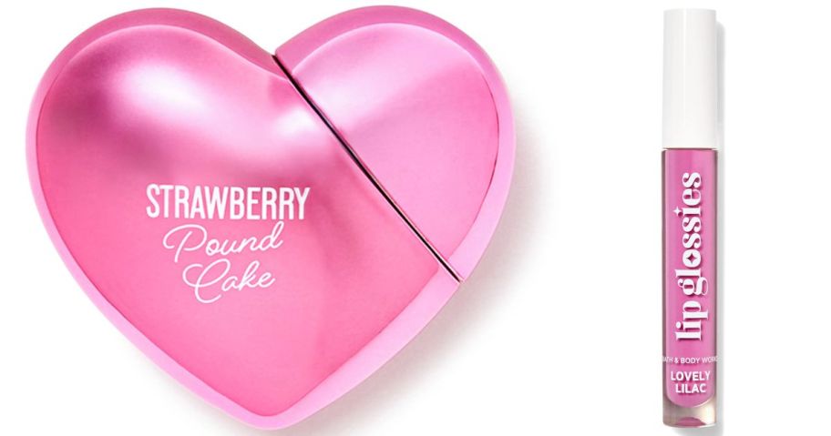 Bath & Body Works Strawberry Pound Cake Lip Oil and Lilac lip glossies