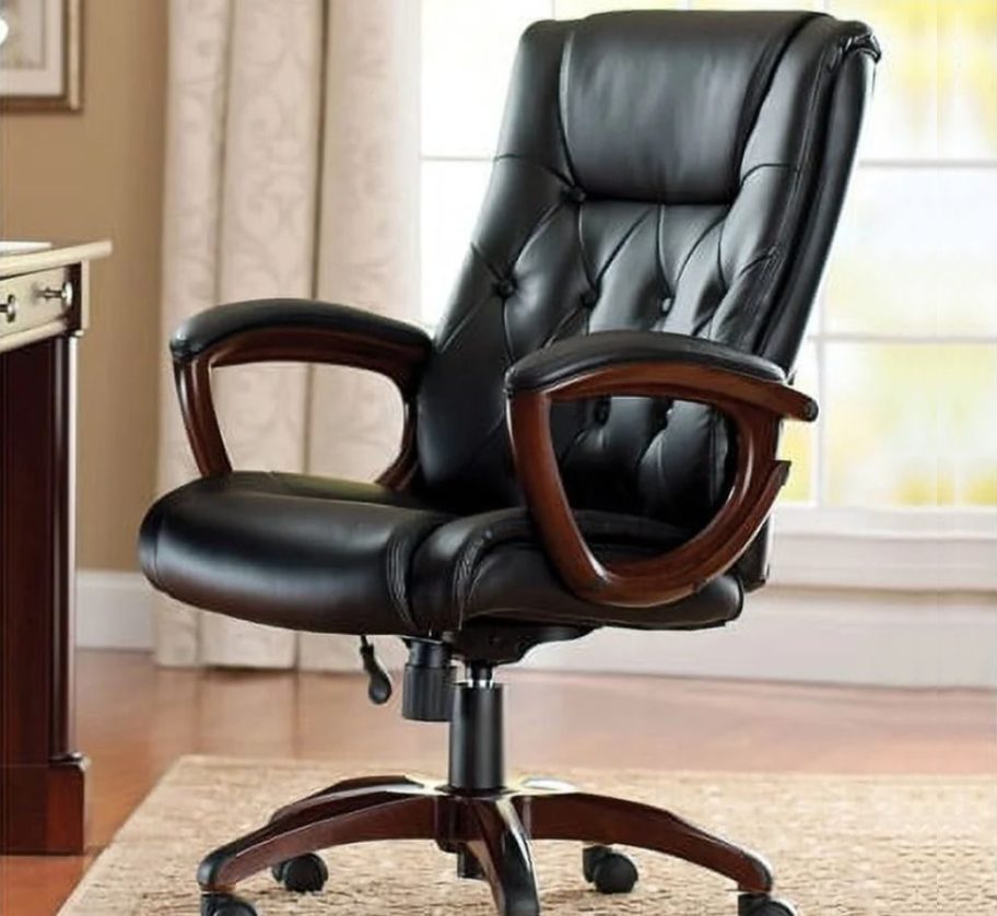 A Better Homes & Gardens Executive Office Chair in black bonded leather
