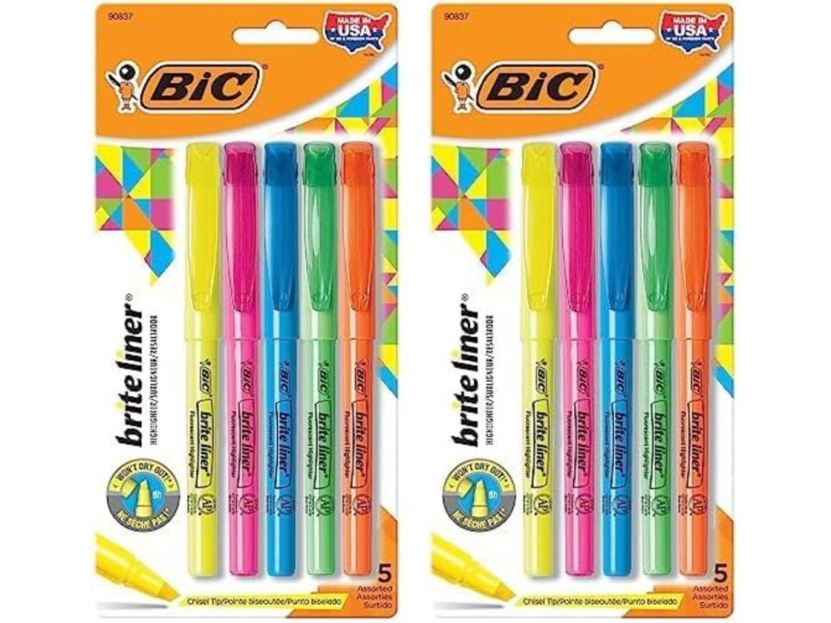 2 packs of BIC Brite Liner Highlighters