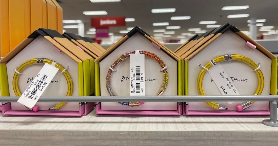 3 bracelets shaped like pencils