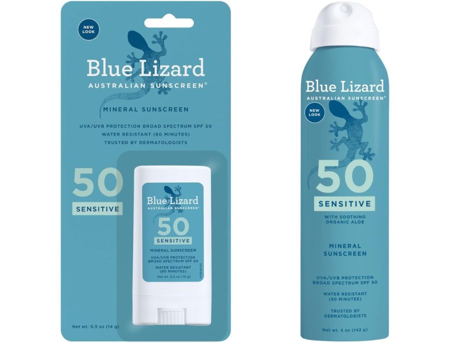 Stock images of two Blue Lizard Sunscreen