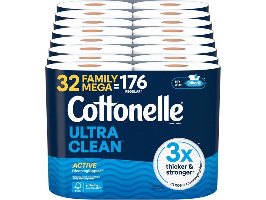 stock image of Cottonelle Ultra Clean Toilet Paper 32 Family Mega Rolls