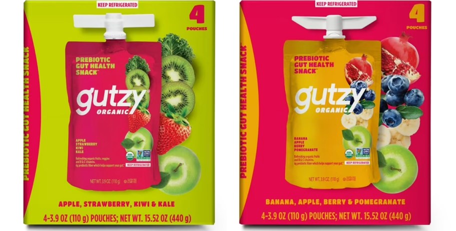 two boxes of Gutzy Organic Pouches
