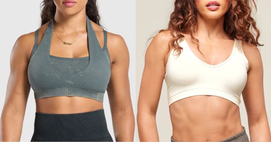 2 women wearing sportsbras