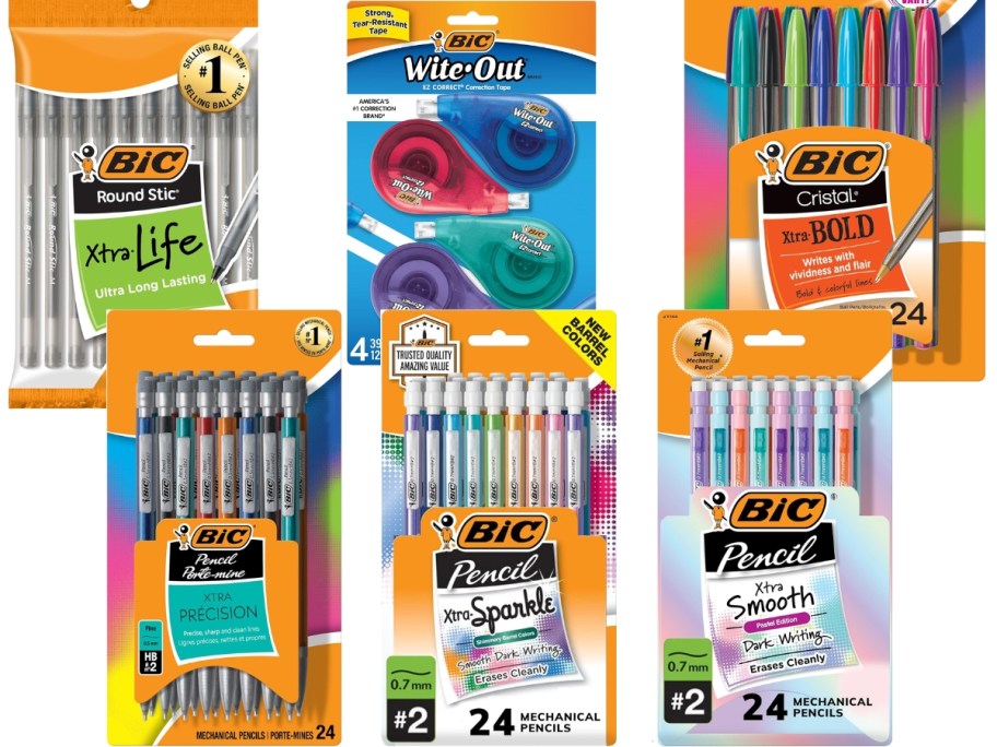 BIC pens and pencils and whiteout