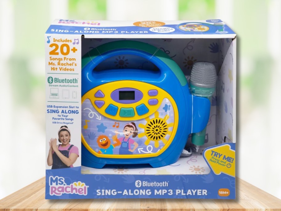 a Ms. Rachel sing along boom box toy