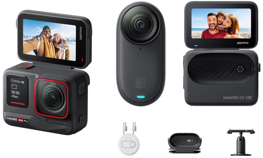 Insta360 Ace Pro Action Camera and Insta360 GO 3S Action Camera on diplay