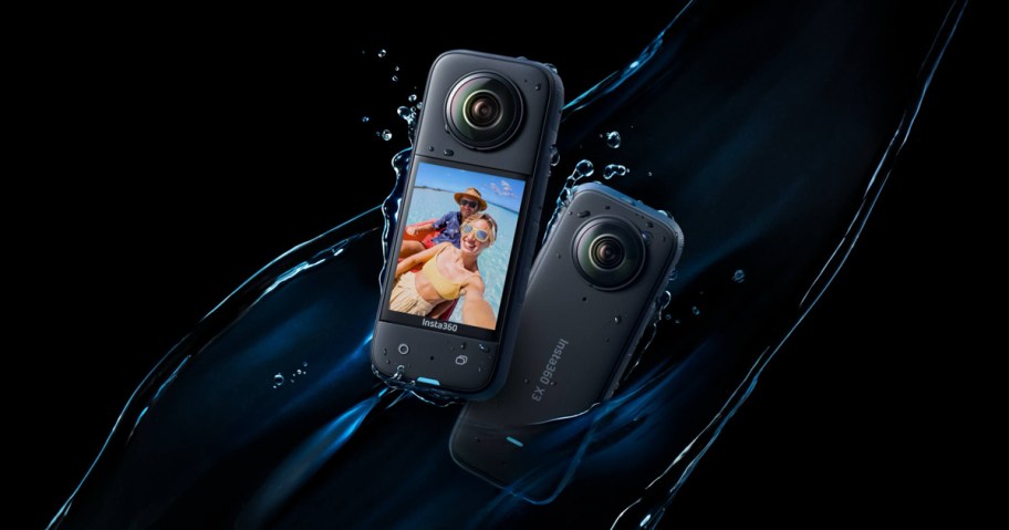 Insta360 X3 on a black background