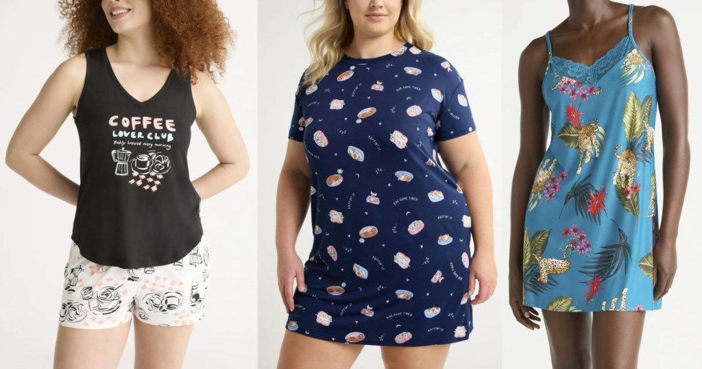 Women, modeling, different joyspun pajamas
