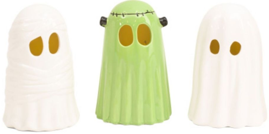 three led ceramic ghost figurines