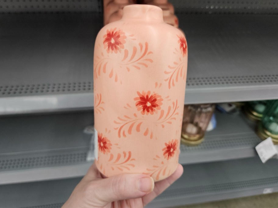 Mainstays By Becky G. & Alejandra Tall 7.6in Pink Flower Decorative Ceramic Vase