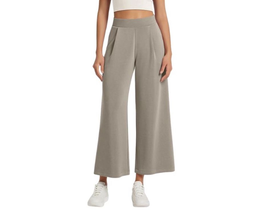 stock photo of women wearing beige modal sweatpants