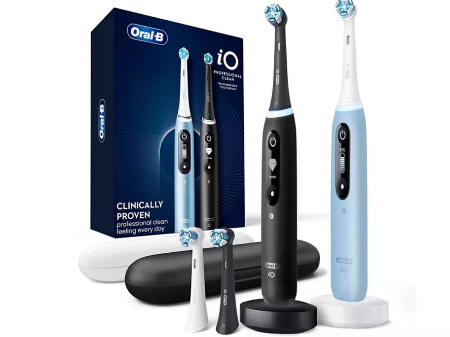 Oral-B iO Series 7 Electric Toothbrush 2-Pack w 4 heads - Black Onyx & Aquamarine