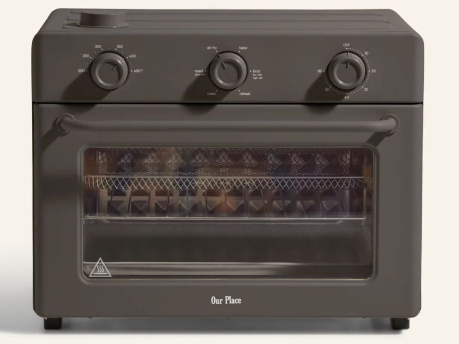 A grayish brown toaster oven 