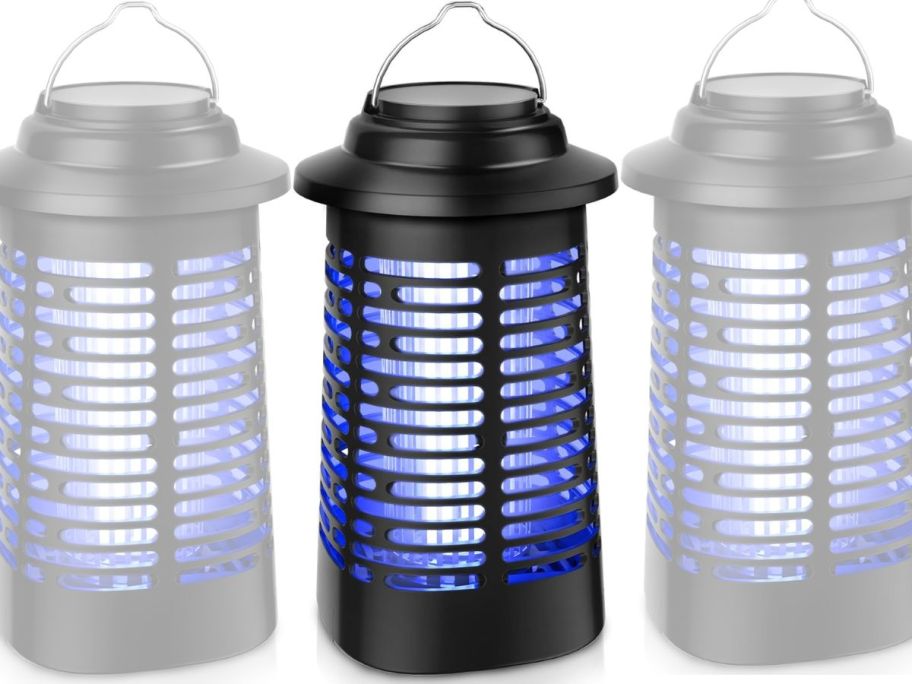 3 bug zappers in black and blue