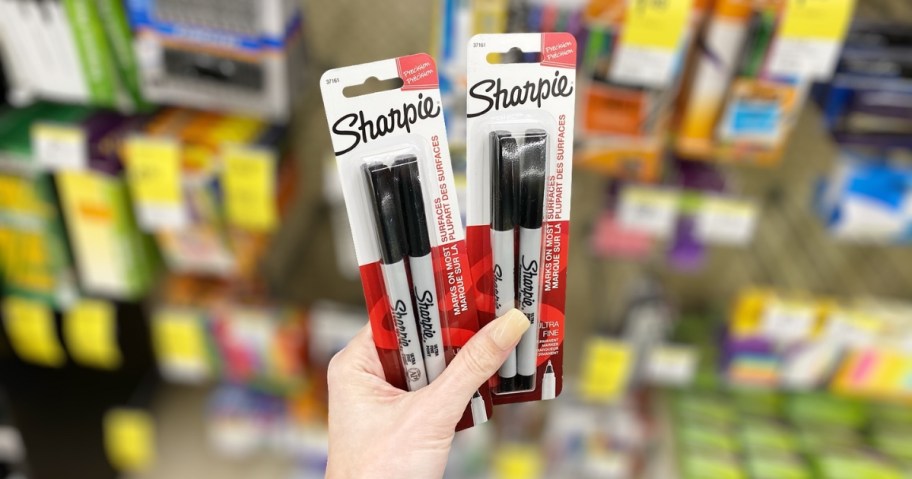 two 2-packs of ultra fine point sharpie markers