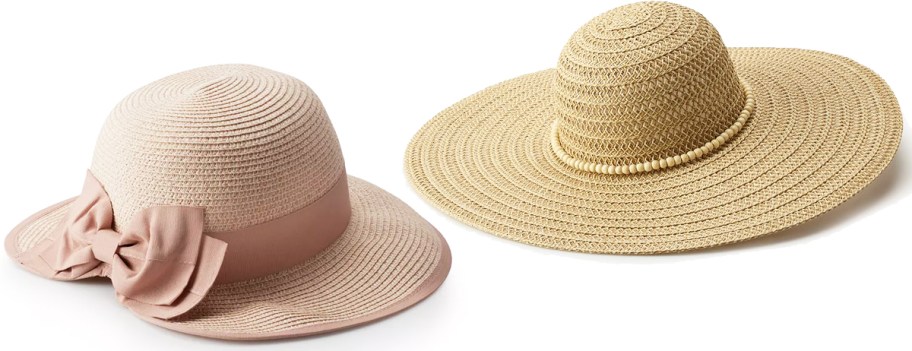 pink and tan women's hats