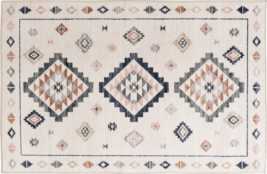 a boho southwestern style faux fur rug