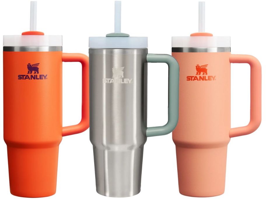 3 Stanley tumblers in various colors