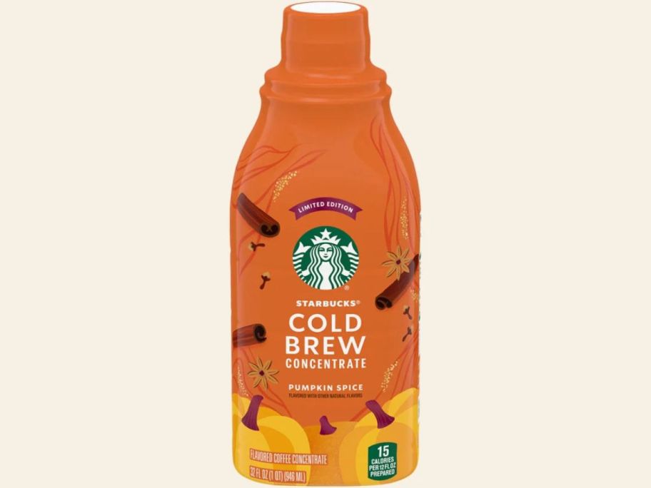 Stock image of a bottle of Starbucks Pumpkin Spice Cold Brew Concentrate 32oz Bottle  