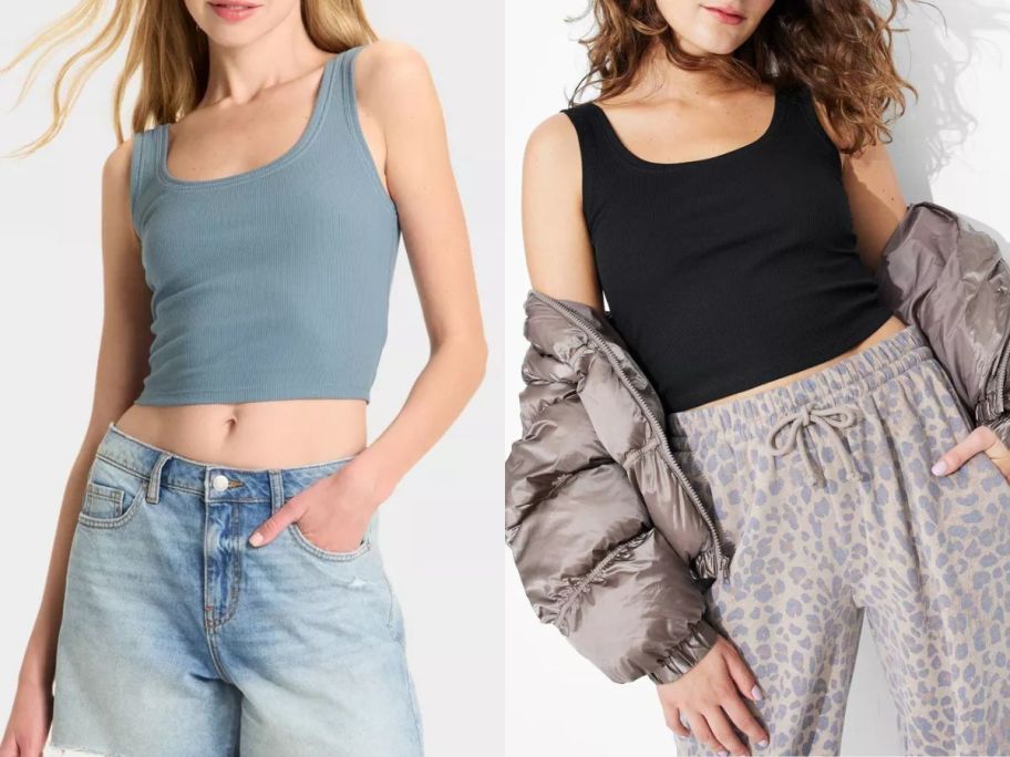 Two women wearing Wild Fable Women's Scoopneck Tank Tops