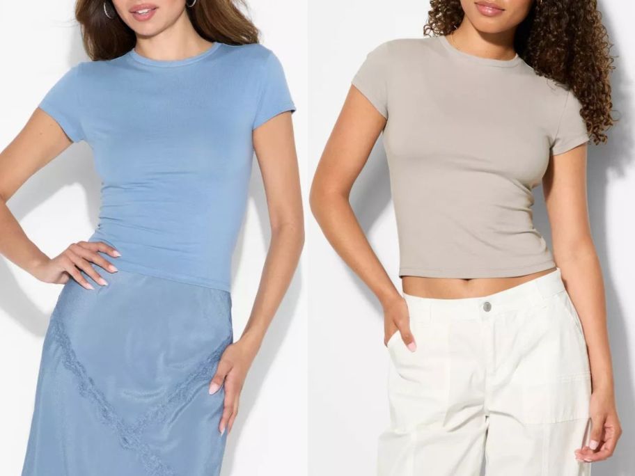 Two women wearing Wild Fable Women's T-Shirts