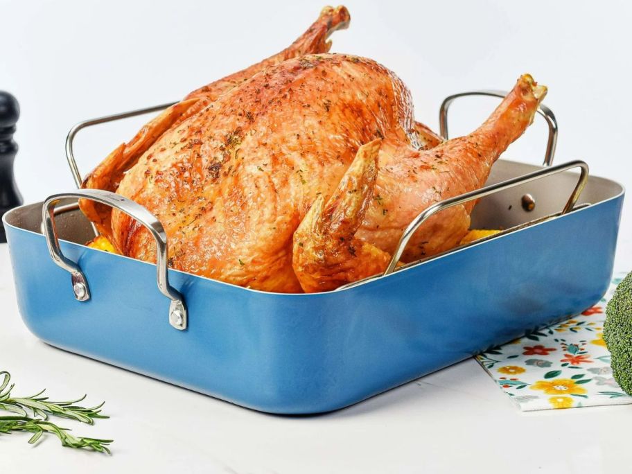 The Pioneer Woman Aluminum Non-Stick Roaster w/ Stainless Rack