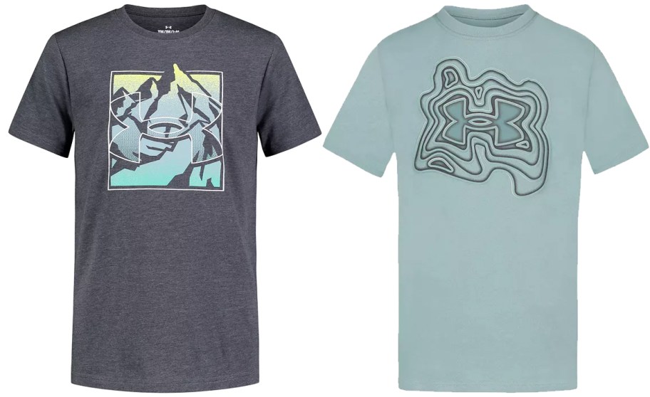 grey and blue under armour shirts