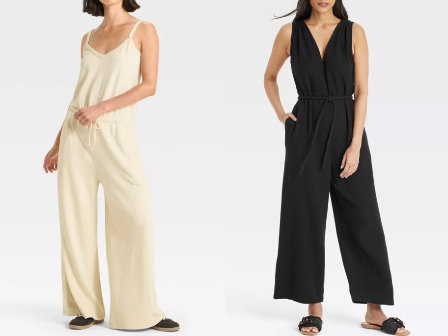 Universal Thread Women's Leisure Studio French Terry Jumpsuit and Gauzy Tie-Waist Jumpsuit
