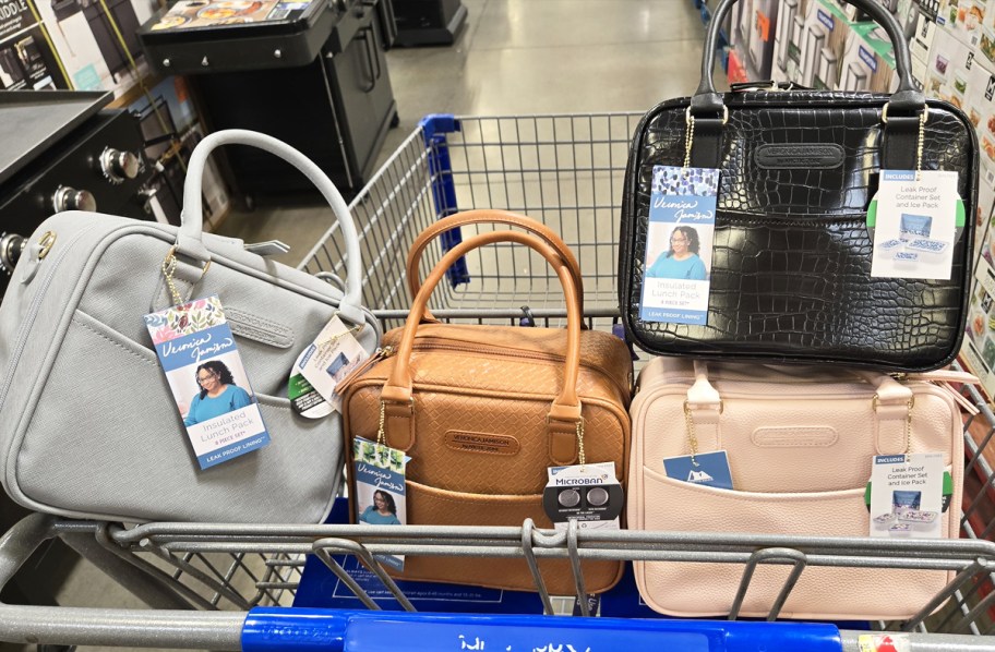 4 faux leather lunch totes in shopping cart