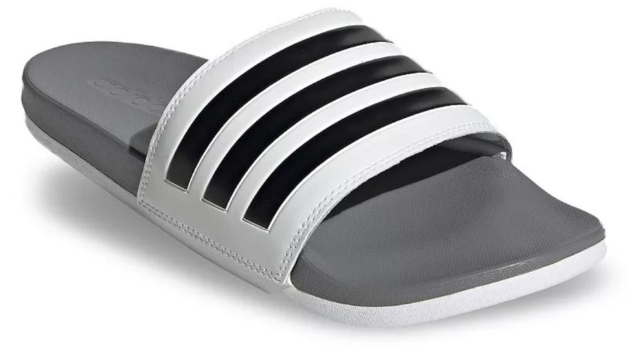 black and white adidas Adilette Stripe Comfort Men's Slide Sandal