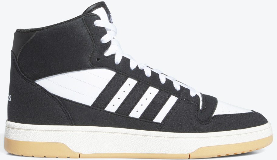 black and white high top adidas sneaker