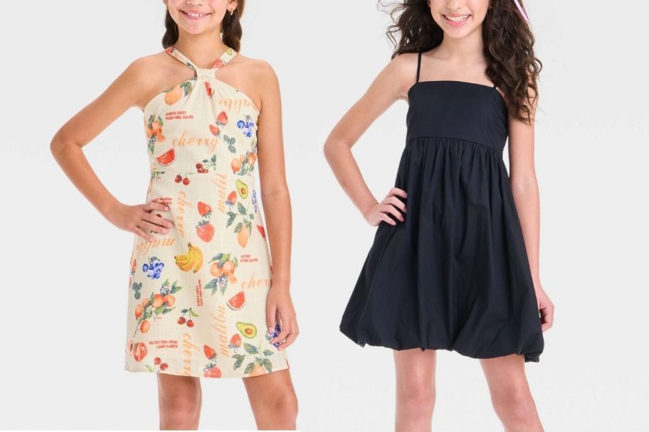 two girls in summer dresses