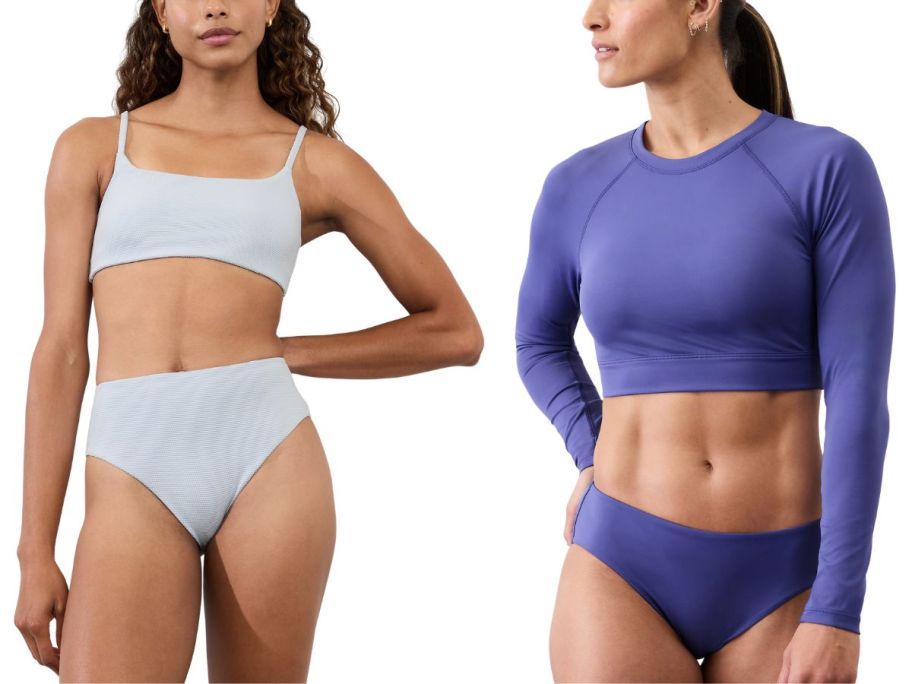 2 women wearing swimsuits