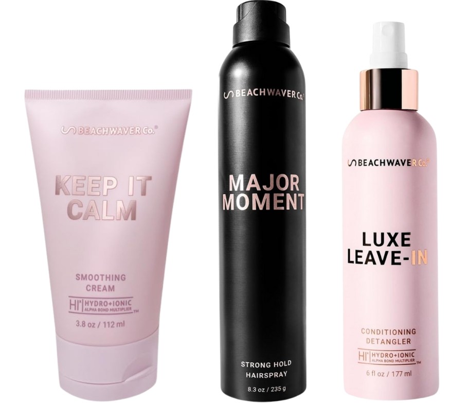 a tube of hair crea, hairspray, and leave in conditioner