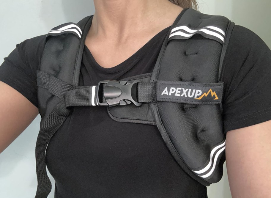 woman wearing black weighted vest