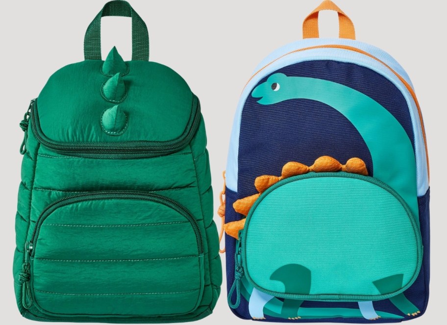 two dino backpacks