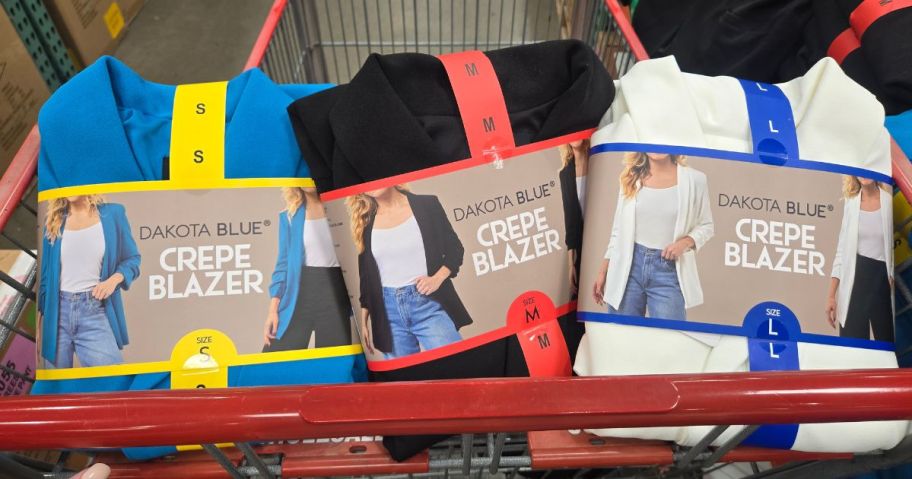 a blue, black, and white Dakota Blue Women's Crepe Blazer in cart in store