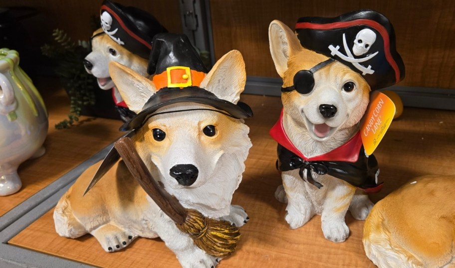 dog figurines in halloween costumes