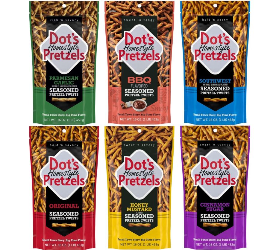 6 bags of dots pretzel twists in various flavors