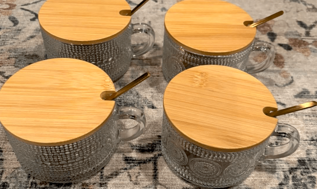 glasses with spoon and lid