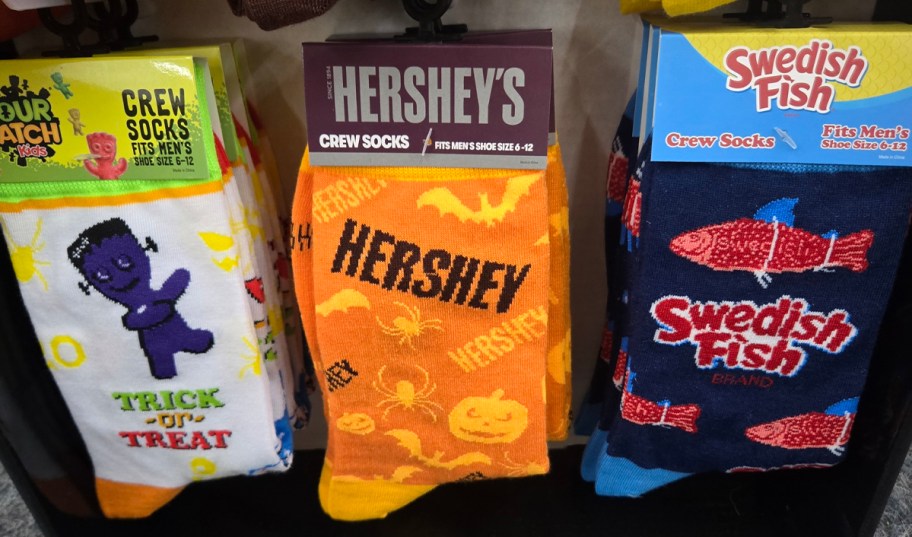 sour patch kids, hersheys, and swedish fish socks 