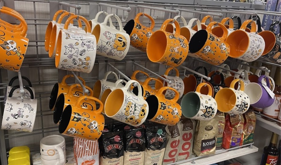 haLLOWEEN COFFEE MUGS ON DISPLAY IN A STORE